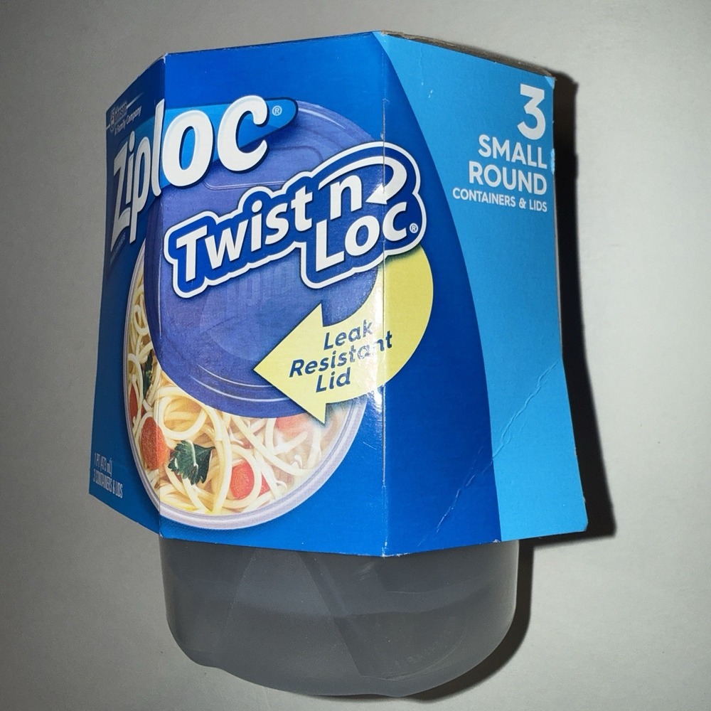 NEW Ziploc Twist N Lock Small Round Containers 16 Oz 2 Cup 3 Pack With Lids